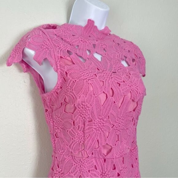 J.O.A. pink floral embossed eyelet mini dress S - Picture 4 of 13